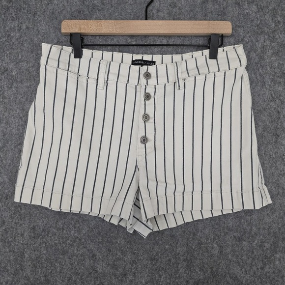 Sincerely Jules Pants - Sincerely Jules Shorts Juniors 11/30‎ Cream Navy Striped Button Front Chino